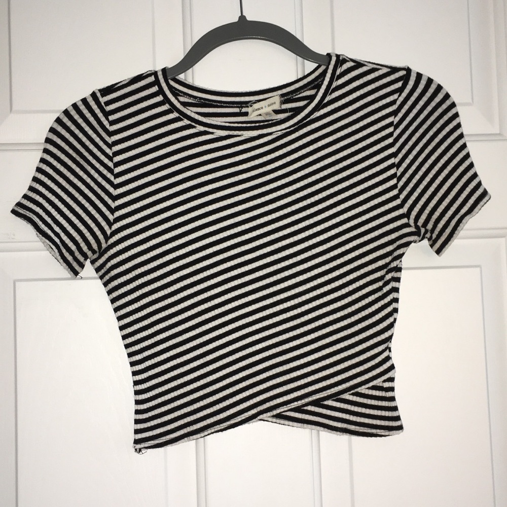 Black and White Striped Crop Top